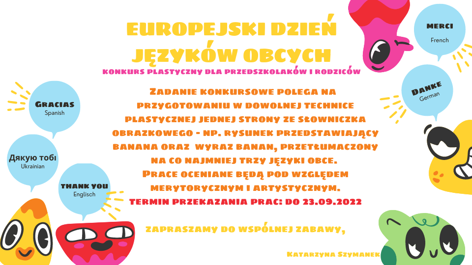Europejski Dzień Języków Obcych  konkurs plastyczny dla przedszkolaków i rodziców