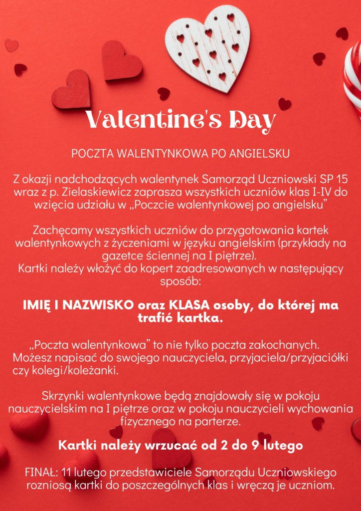 Valentine’s Day – Poczta Walentynkowa po angielsku