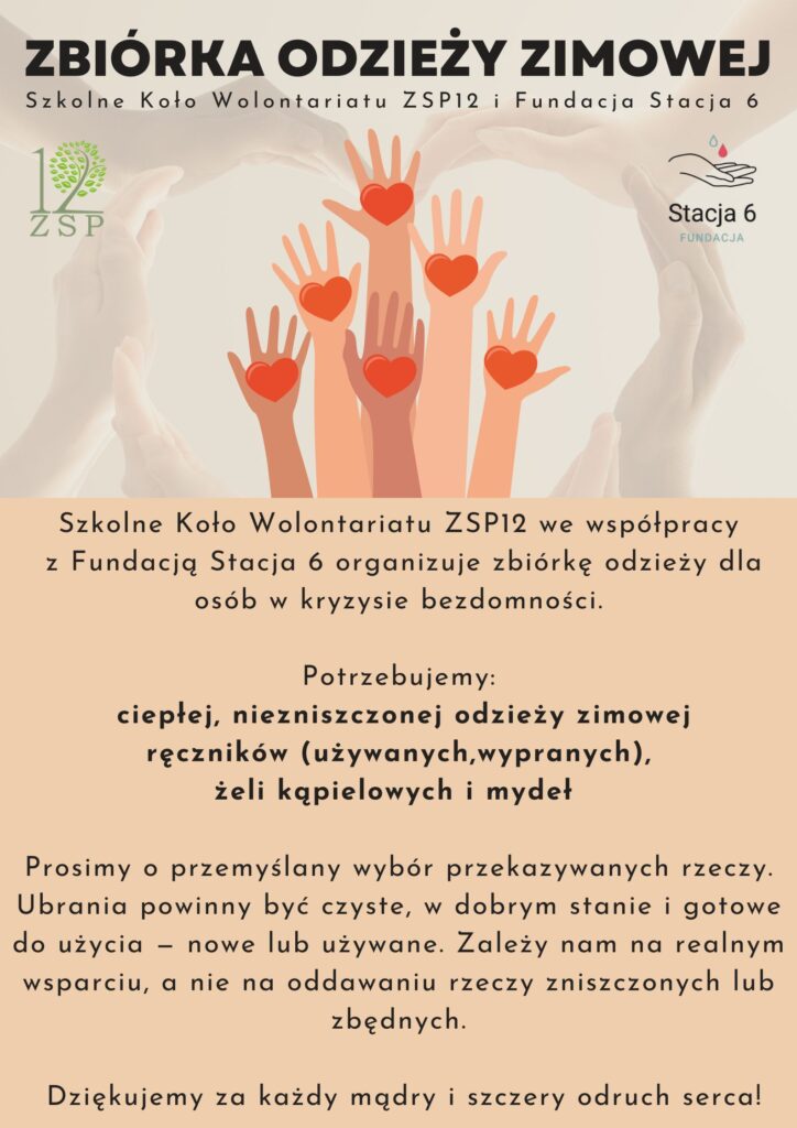 Zbiórka odzieży i artykułów higienicznych dla osób w kryzysie bezdomności